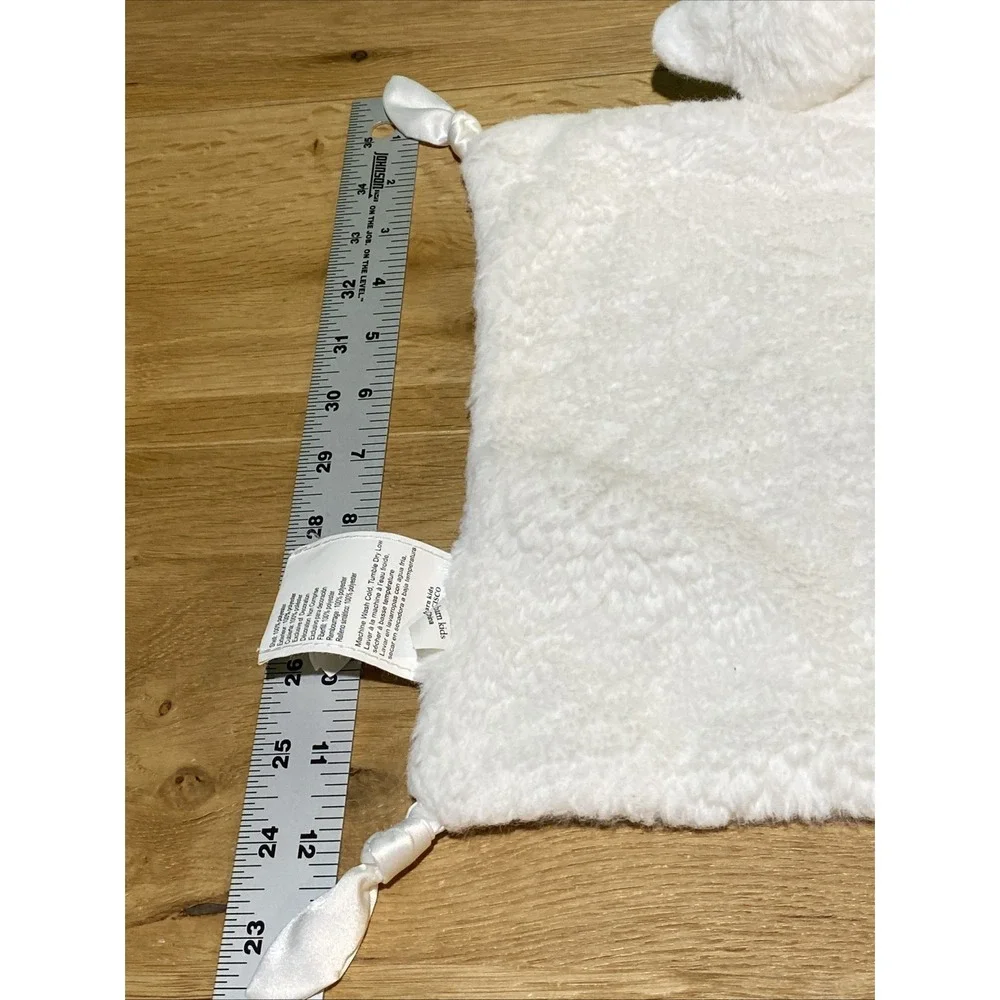 Pottery Barn Kids Lamb White‎ Knotted Lovey Security Satin Blanky - 11x11